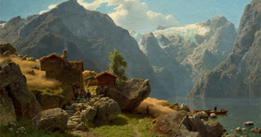 Hans Fredrik Gude: Fjordlandskap fra Balestrand, 1848