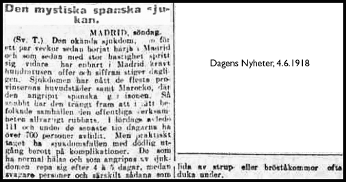 Spanskesjukan Sverige juni 1918