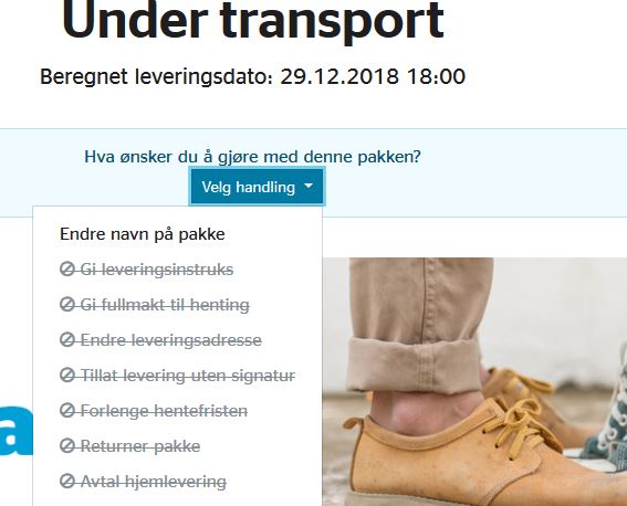 Postnord: Hva ønsker du å gjøre med denne pakken? Postnord: Hva ønsker du å gjøre med denne pakken?