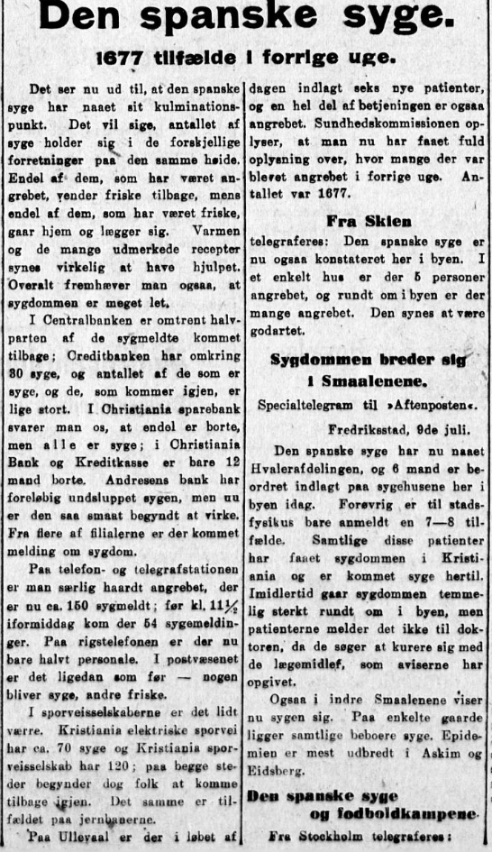 Spanskesyken 9.7.1918