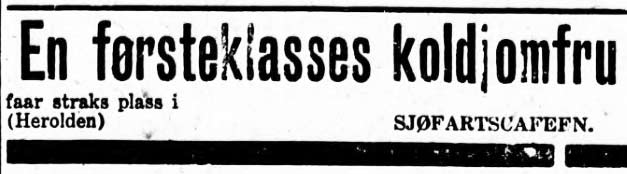 koldjomfru, Aftenposten 1919