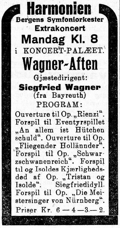Siegfried Wagner konsert i Norge 1922