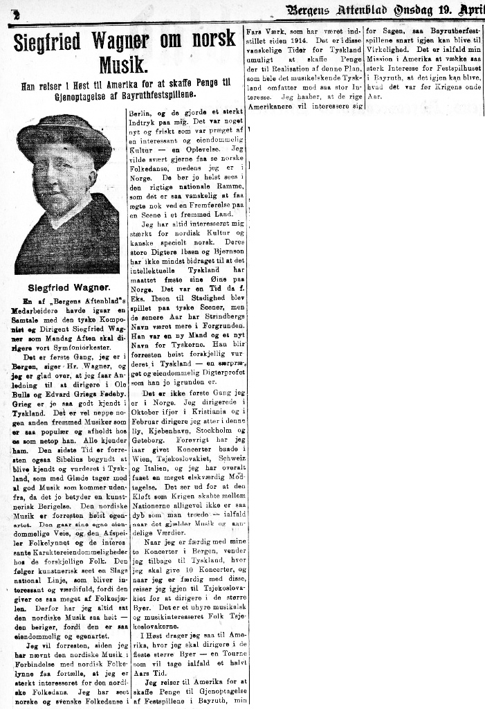 Siegfried Wagner i Norge 1922