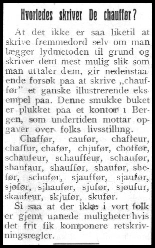 chauffeur: norvagisering og fornorsking