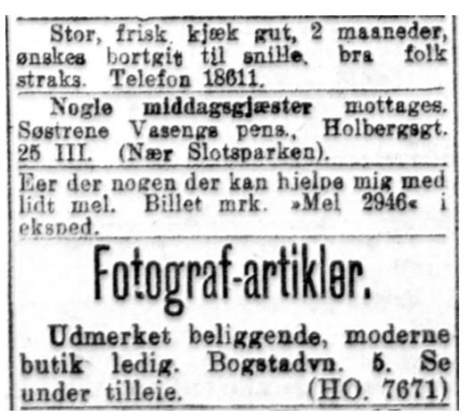 Avisutklipp fra Aftenposten 1918