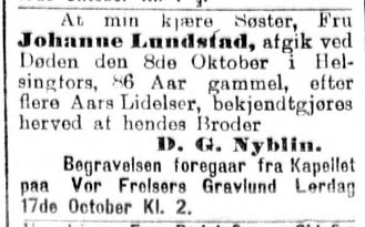 dødsannonse Aftenposten, 1908