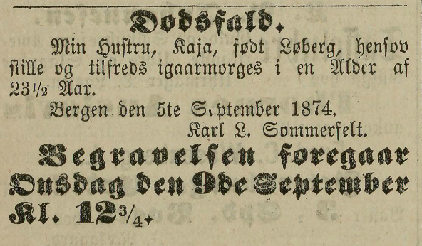 dødsannonse 1874