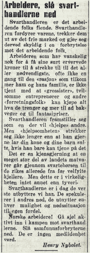 Avisinnlegg mot svarthandlerne