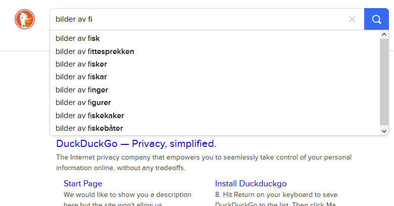 autofullfør DuckDuckGo